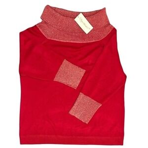 Questions Red Cowl Neck Sweater W/ Gold Accents Women's Plus Size 2X  NWT